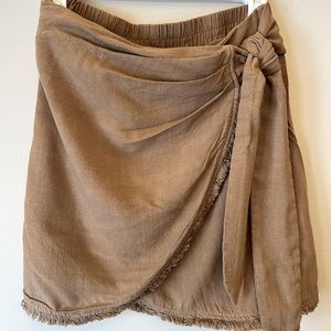 Linen wrap mini skirt